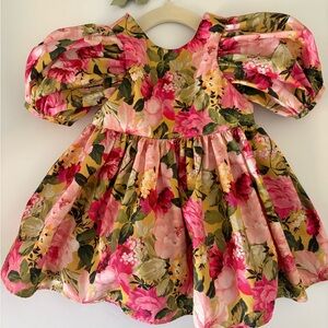 Source Unknown Floral Kids Dress - Pink and Green